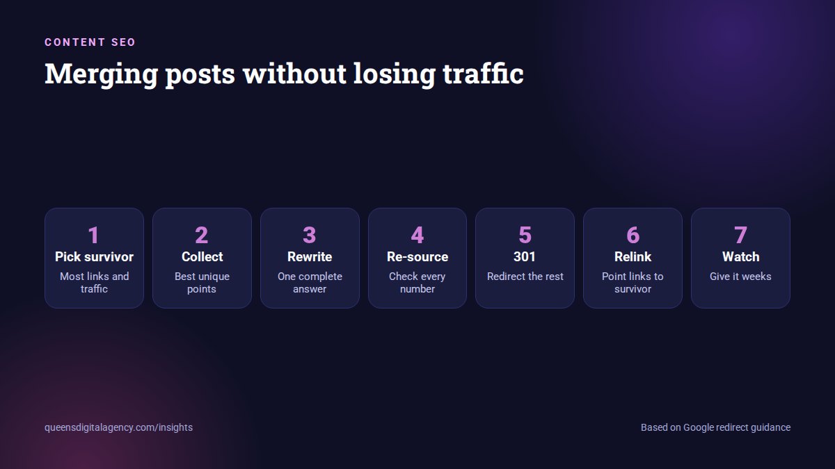 Seven steps to merge blog posts without losing traffic